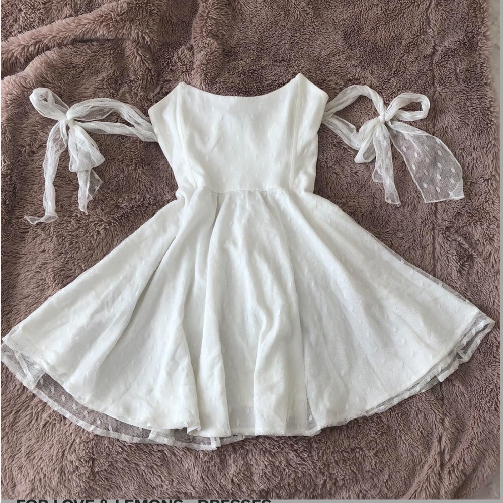For love and lemons white dress with bow shoulder detail